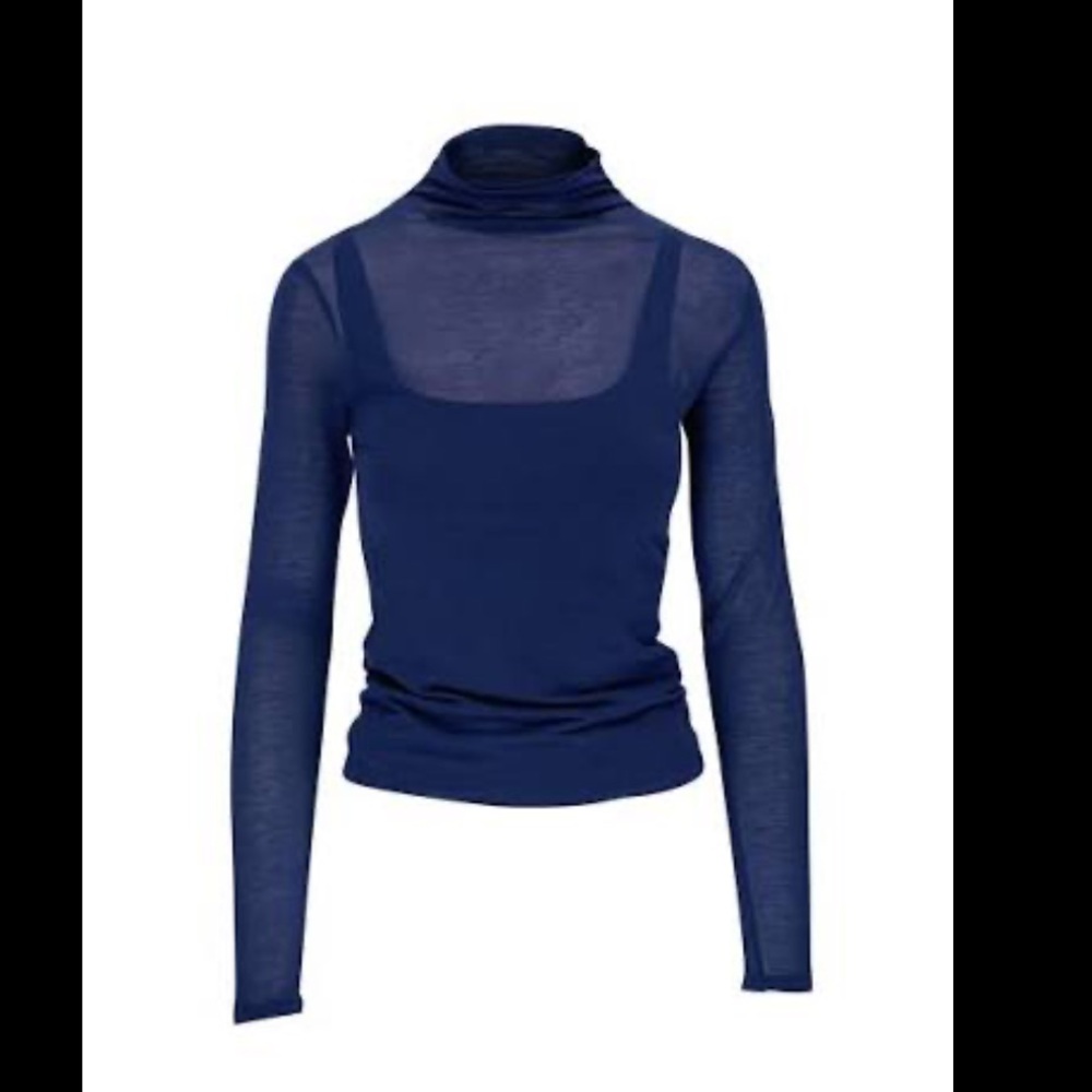 Vince Sheer Layered Turtleneck Blue Size XS